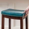 thumbnail image 5 of Linon Cessford 26" Backless Indoor Counter Stool, Dark Brown with Blue Faux Leather, Includes 1 Stool, 5 of 11