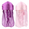 thumbnail image 2 of 2pcs Mens Soft Sedoso Durag Headwrap Bufanda Bandana Turbante Beanie Pirate Rosa + Morado, 2 of 5