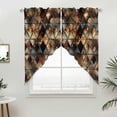thumbnail image 5 of Brown Teal Geometric Kitchen Window Curtains, Swag Curtains Valance for Bedroom Living Room Bathroom, Retro Modern Plaid Abstract Art Rod Pocket Window Treatment Curtain Block Drapes 2 Panels 36"x45", 5 of 9