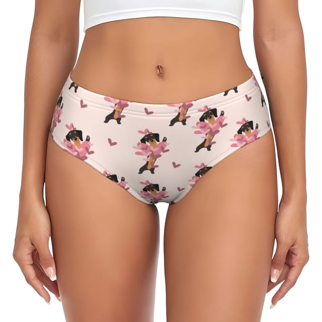 Fotbe Dachshund Dog Heart Calzones Estampados para Mujer – Ropa Interior de Algodón, Cómoda, Suave y Elástica-Medium