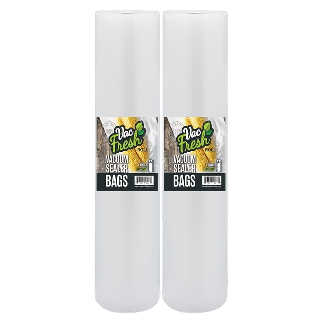 Vac Fresh Rouleaux de Scellage sous Vide pour Aliments (15 Pouces x 50 Pieds, 2 Rouleaux) Sacs de Rangement pour Aliments Gaufrés de 3,5 Mil, Sacs de Scellage sous Vide pour la Préparation des Repas, Sacs sous Vide pour la Cuisson (100 Pieds)