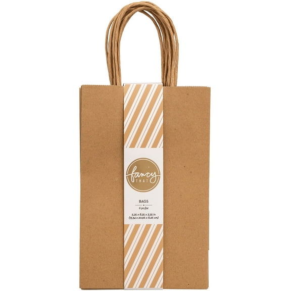 American Crafts Fancy That Kraft Bags - Natural, Small, Package of 6, 8-1/4"H x 5-1/4"W x 3-1/4"D