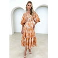 thumbnail image 5 of Womens Bohemian Off Shoulder Floral Print Pleated Maxi Dress (S, MultiYellow), 5 of 8