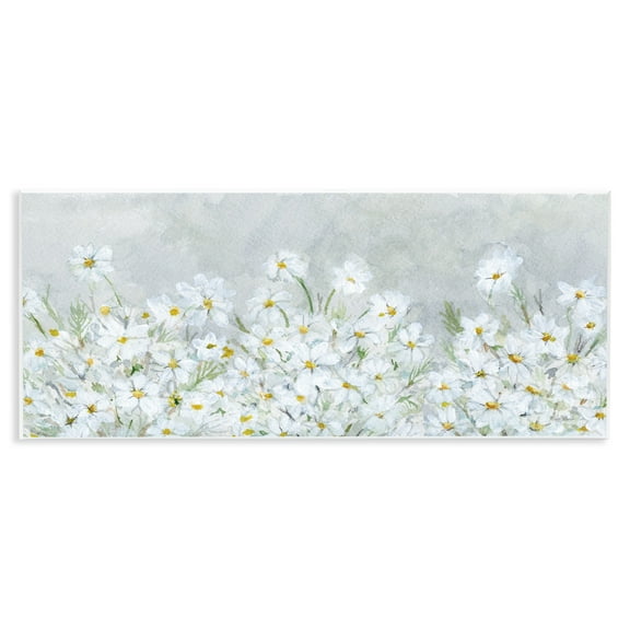 Stupell Industries Subtle Brushed Daisies Botanical & Floral Painting Unframed Art Print Wall Art, 17 x 7