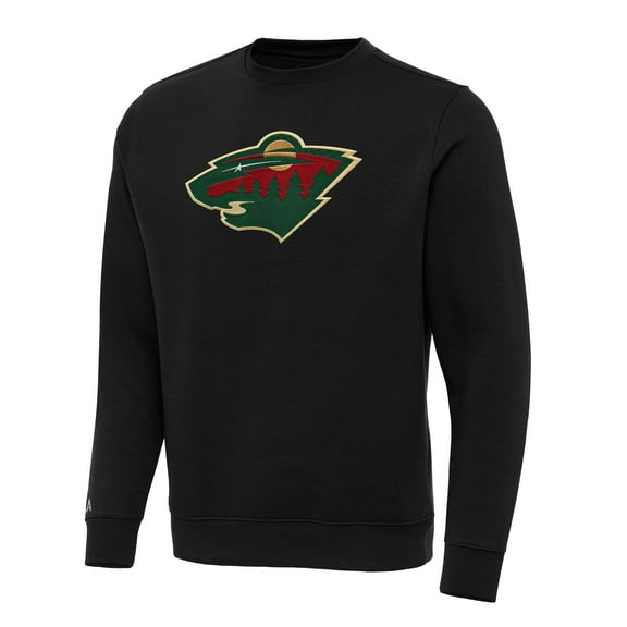 Men's Antigua Black Minnesota Wild Big & Tall Victory Crewneck Pullover Sweatshirt