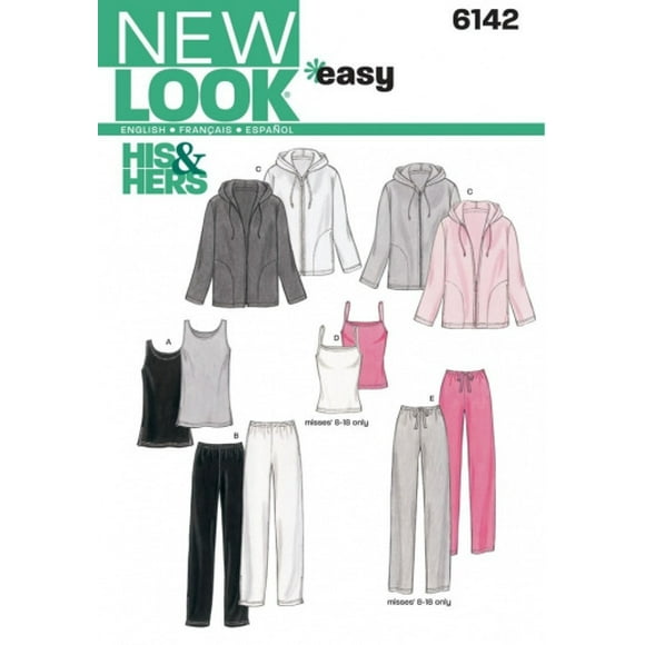 Nouveau Look Patron de Couture 6142 Miss/Men Se Sépare, Taille A (Toutes les Tailles)
