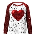 thumbnail image 4 of Viikei Sweatshirts for Women Plus Size,Ladies' Fashion Valentine's Day Printed Headless Shoulder Sleeve Long Sleeve Round Neck Top Red L, 4 of 5