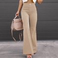 thumbnail image 2 of XAOWF Women'S Corduroy Bell Bottom Pants Solid Color Classic Mid Waist Stylish Slim Fit Casual Flare Pants Street Style 2025 Versatile Trendy Trousers, 2 of 7
