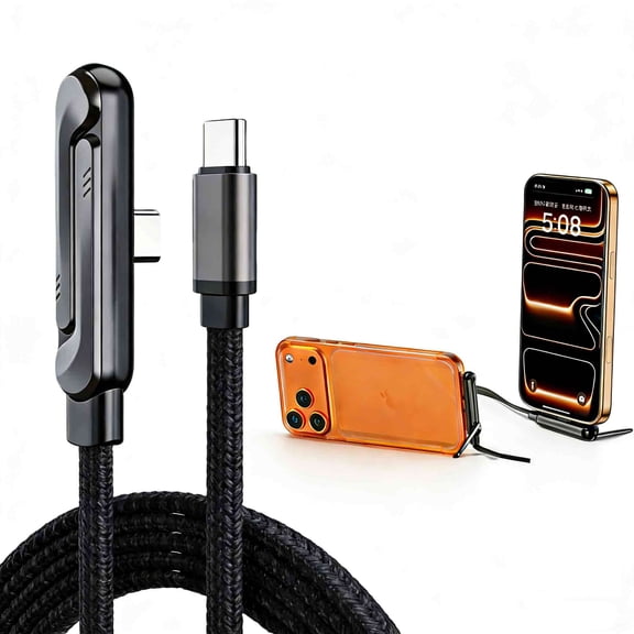 Invisible Charging Cable USB C to USB C With Fold Stand,240w Braided Fast Charge, Phone Stand, Type-C Interface, Foldable, For iPhone 17 Series, Samsung Galaxy S25 S24 Ultra etc and Tablets (6ft)