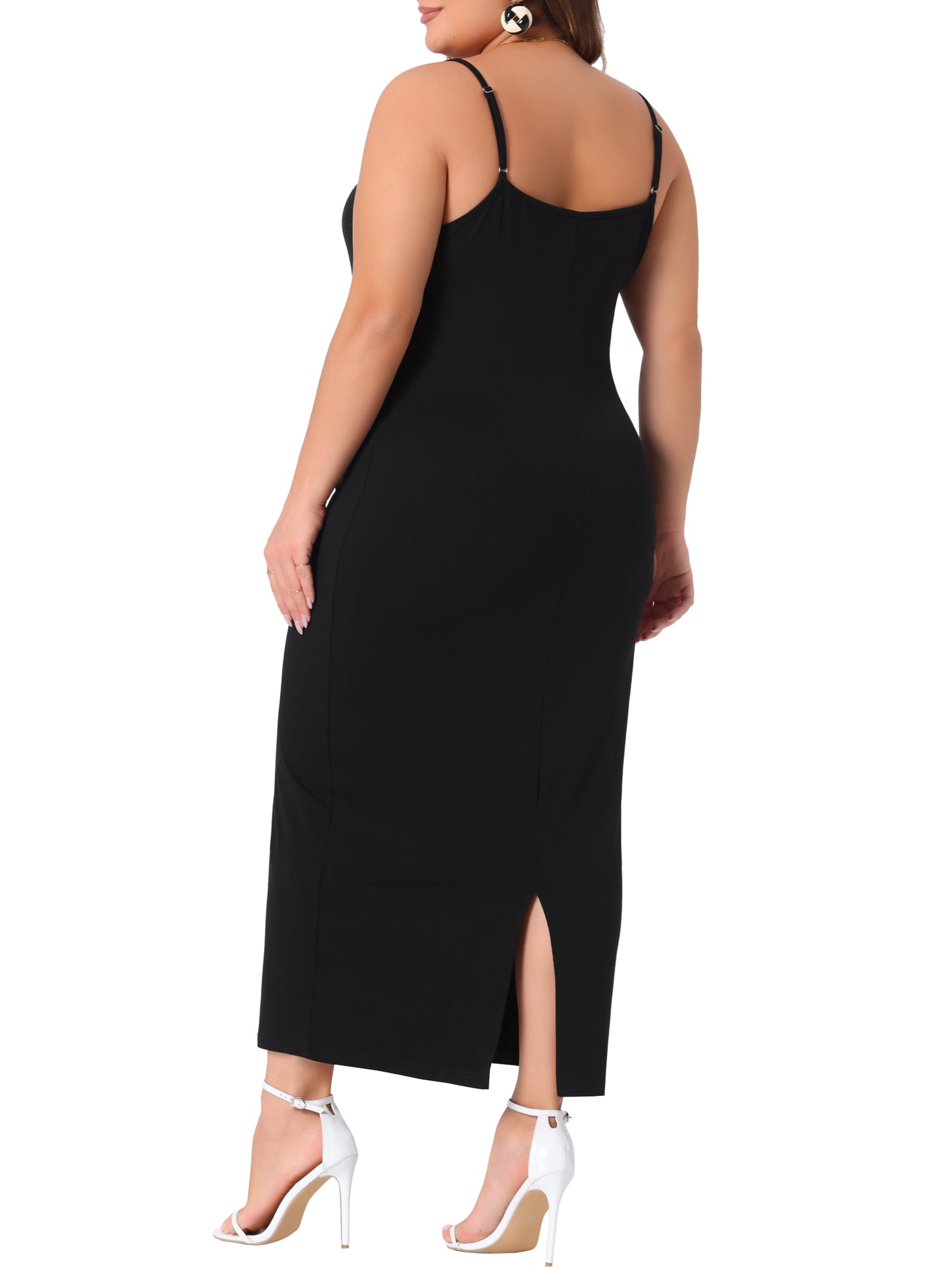 DARING DIVA Plus Size Cami Sleeveless Spaghetti Strap Maxi Long Dress 4X Black