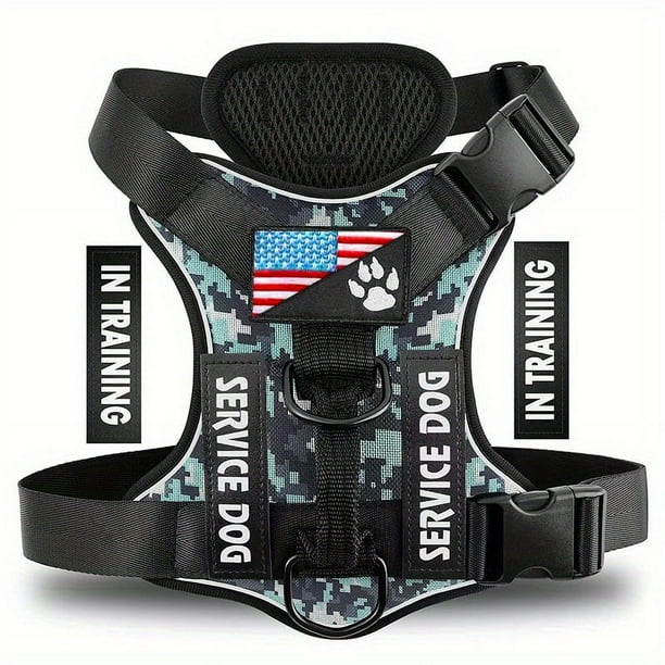 Service Dog Harness, Reflective Dog Vest Harness With 5 PCS Patches, Adjustable Soft Oxford Pet Harness, Inner Layer Mesh, Easy To Control For Small Medium Large Dogs