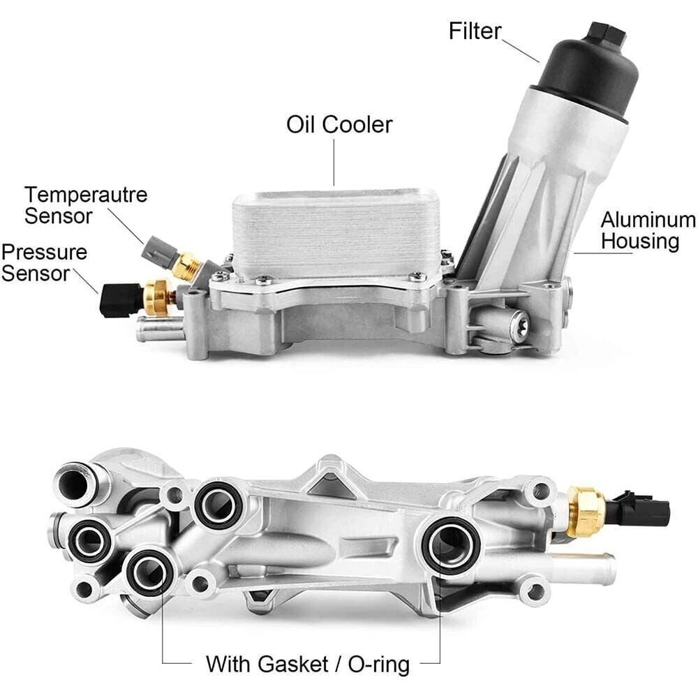 926-959 Aluminum Engine Oil Filter Housing with Oil Cooler Sensors and Gaskets for 2011-2016 Jeep Dodge Chrysler Ram 3.6L