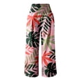 thumbnail image 4 of Women's Pants with Pockets Long High Waist Summer Print Wide Leg Leisurely Elastic Watermelon Red Loose Pants Womens M, 4 of 5