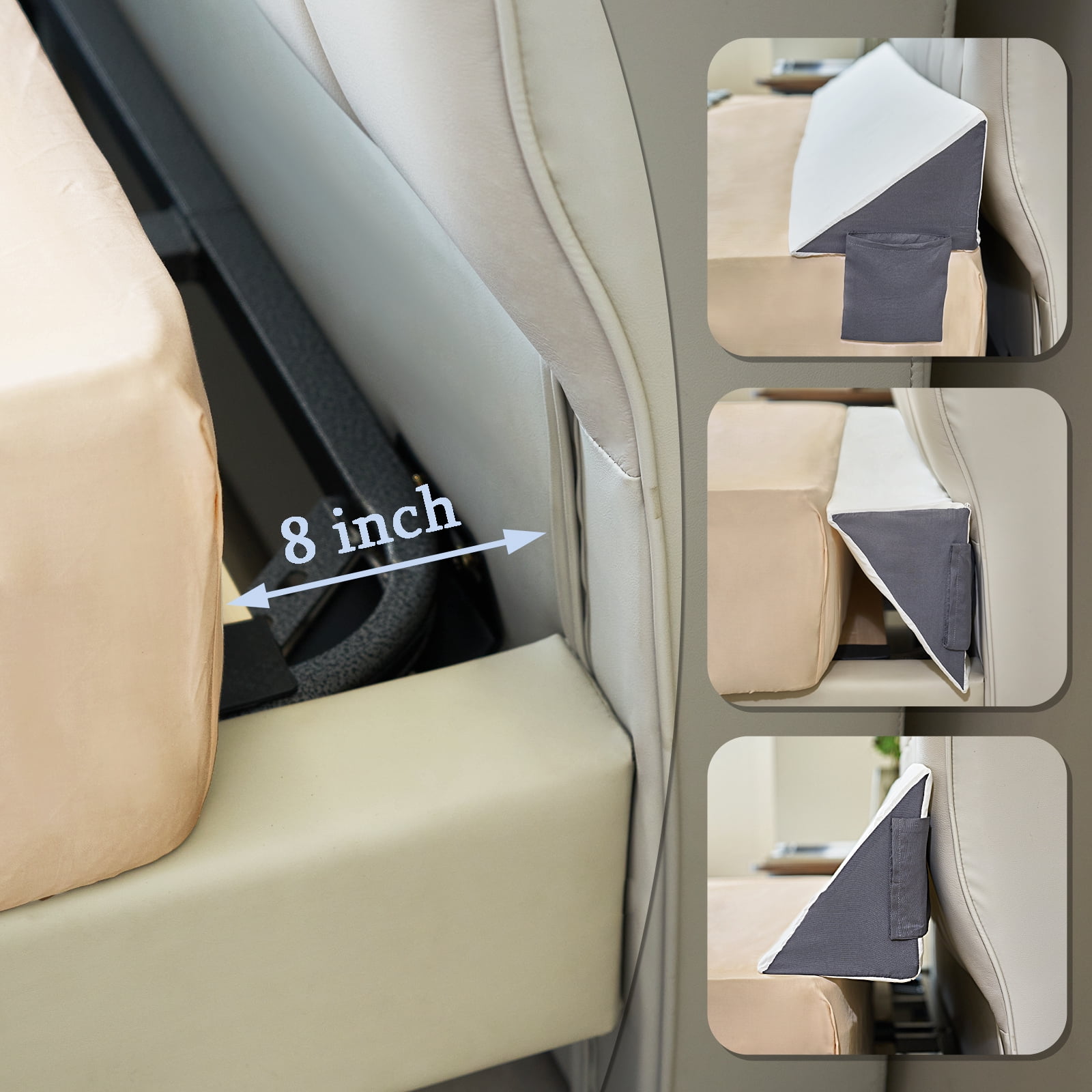 Jakoola Bed Wedge Pillow For Headboard Mattress Wedge Gap Filler Queen（60"X 8"X 6") With 2 Large Pockets