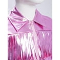 thumbnail image 5 of iixpin Kids Girls Metallic Fringe Bomber Jacket Outerwear Shiny Zipper Blazer Musical Party Performance Outfits Pink 8, 5 of 7