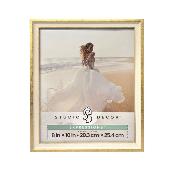 Studio Decor Expressions Cream & Gold Leaf Frame - Elegant Tabletop and Wall Photo Frame, Dual-Tone Finish, 8" x 10" Display, 1 Pack