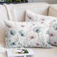 thumbnail image 2 of Teal Pink Spring Floral Standard Pillow Covers, Summer PlantsWatercolor Soft Breathable Throw Pillow Cases with Invisible Zipper, Decorative Pillowcase Pillows Protectors for Sofa Bed Chair 20"x26", 2 of 9