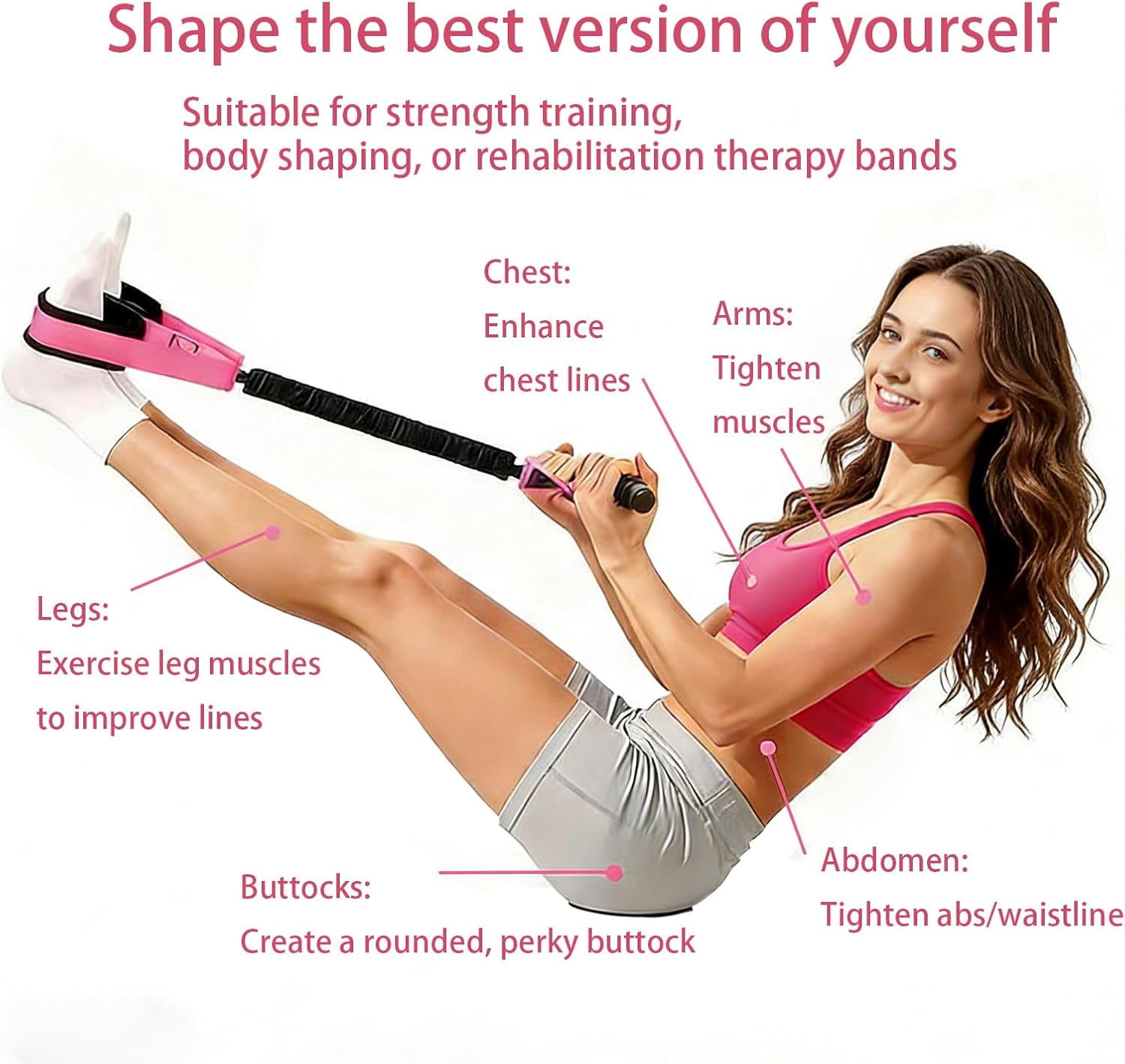 ABCISI Portable Pedal Resistance Band with Handles, Foot Pedal Exercise Band with Soft Foam & Thick Latex Tubes for Home Full-Body Workout, Multifunctional Trainer for Abs, Arms, Legs and Core
