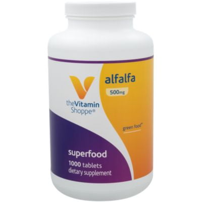 The Vitamin Shoppe Alfalfa 500 MG Natural Green Food Supplement, Nature's Superfood Antioxidant