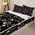 thumbnail image 2 of Manfei Simple Kitten Zipper Twin Comforter Sets with Fitted Sheet and 2 Pillowcases, Beige Line Cat Zipper Bedding Set, Black Orange, Polkadot Reversible, 4pcs, 2 of 7
