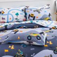 thumbnail image 4 of Btargot Gray Construction Truck Comforter Set Twin for Kids Boys Car Bedding Set with Excavator Motorcycle Pattern, 4 of 11