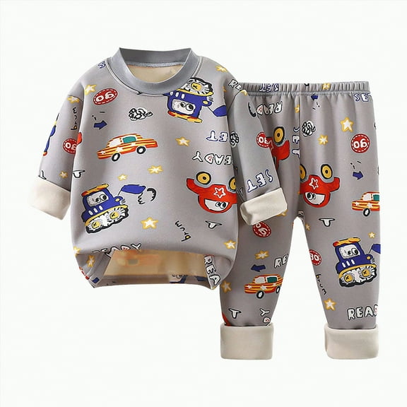 UAYOTSE Girls Pants Comfortable Soft Fashionable Cartoon Print Plush Warm Pajamas Set,Sizes 9-10 Years