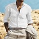 thumbnail image 1 of pstuiky camisa de manga larga para hombre, Camisa informal de moda para hombre, con cuello en V y mangas cortas, transpirable y con botones. Tops de hombre s, 1 of 6