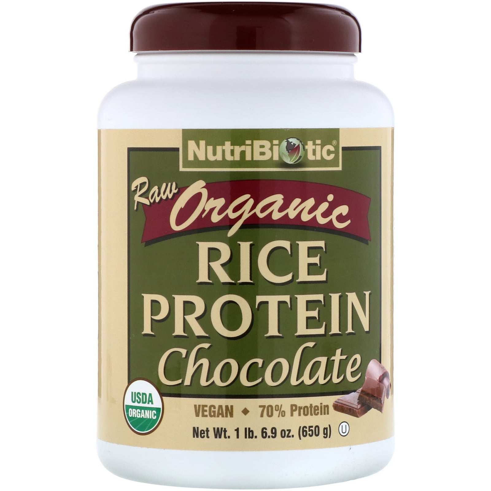 NutriBiotic Raw Organic Rice Protein, Chocolate, 1 lb 6.9 oz (650 g
