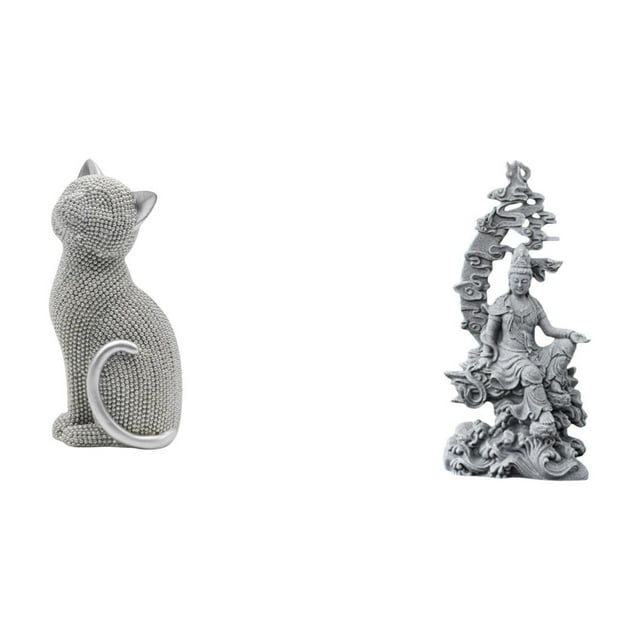 Figura de escritorio,Estatua de gato,linda estantería,escritorio,decoración del hogar,Estatua de Guan Yin,Estatua de Guan Yin para decoración del hogar.,Escultura de