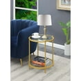 thumbnail image 1 of Convenience Concepts Table d'Appoint Ronde à 2 Niveaux Royal Crest, Verre Clair / Or, 1 of 5