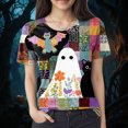 thumbnail image 2 of vigerkar Halloween Shirts for Women Ghost T-Shirt Short Sleeve Halloween Party Tee Tops (Grey, XL), 2 of 4