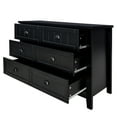 thumbnail image 3 of Dresser Cabinet with 6 Drawers, Modern Storage Side Cabinet with Solid Wood Legs, Wooden Storage Chests of Drawer for Dining Room, Living Room, Kitchen, Hallway, Black, 3 of 9