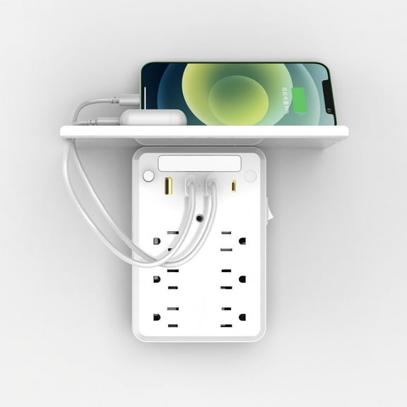 Power Strip,Outlet Extender Stick,Preliminark Wall Outlet Extender with Shelf Night, Power Strip Surge Protector with USB Ports, Multi Plug Wall Outlet for Home & Office & Travel Outdoor