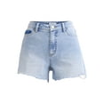 thumbnail image 5 of Time and Tru Women's Destructed Hem High Rise Denim Shorts, 4" Inseam, Sizes 0-20, 5 of 5