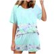 thumbnail image 1 of Conjunto de Pijama de las Mujeres de Moda Casual Color Sólido Casa Manga Corta Cuello Redondo Superior Y Pantalones, Ropa de Salón, 1 of 8
