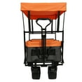 thumbnail image 4 of Tcbosik Collapsible Wagon w/Removable Canopy, Foldable Garden Cart with Mosquito Net and 7" All-Terrain Wheels, Heavy Duty Utility Camping Beach Cart with Rear Bag and Cup Holders, Orange, 4 of 10