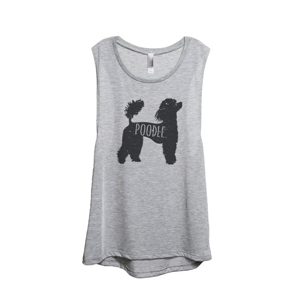Thread Tank Poodle Dog Silhouette Women's Sleeveless Muscle Tank Top Sport Grey Small
