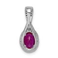 thumbnail image 3 of Real 14kt White Gold Diamond and Oval Ruby Halo Pendant; for Adults and Teens; for Women and Men, 3 of 4