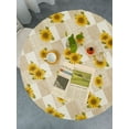 thumbnail image 2 of Tcwhniev Indoor Outdoor Patio Round Fitted Vinyl Tablecloth,Flannel Backing,Elastic Edge,Waterproof Plastic Table Cover ,Sunflowers Pattern for 5-Seat Table of 40-44’’ Diameter, 2 of 9