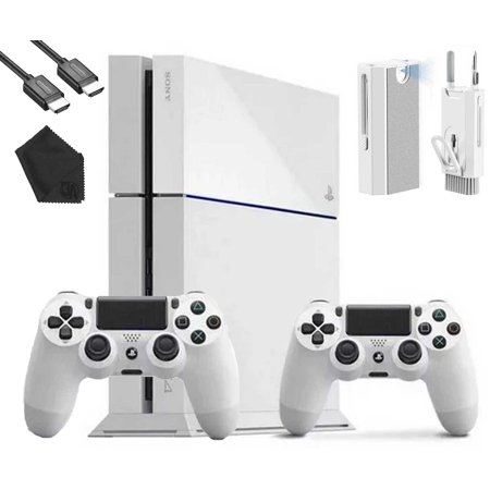 Sony PlayStation 4 500GB Gaming Console White  HDMI Cable 2 Controller With Cleaning Kit Like New