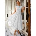 thumbnail image 5 of White Vintage Lace A-Line Midi Dress With High Neck And Cap Sleeves For Wedding Party Graduation, 5 of 6