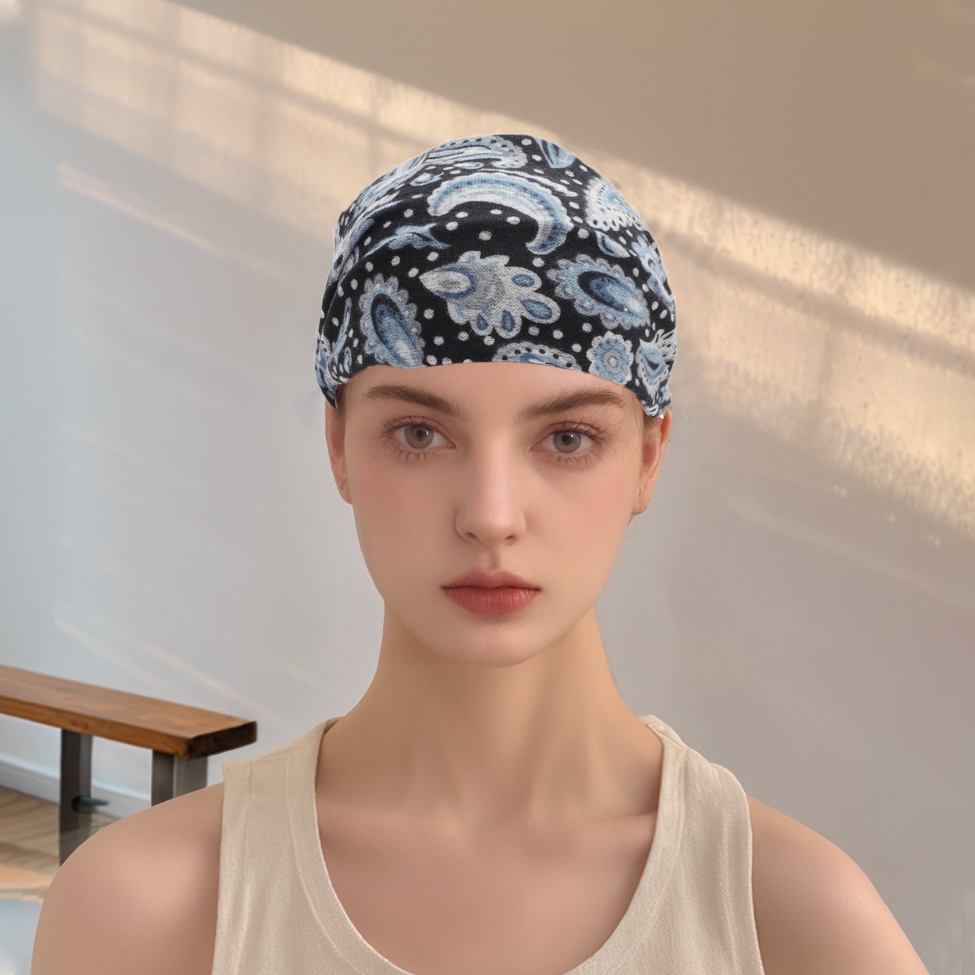Unique Bargains 1pc Fashion Pattern Wide Headwrap10.24"x4.72" Blue