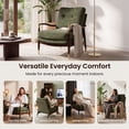 thumbnail image 6 of COLAMY Mid Century Modern Accent Chair with Solid Wood Frame, Upholstered Armchair with Brass Accents & 5.9" Thick Cushion, Comfy Reading Lounge Chair for Living Room Bedroom, Green, 6 of 13