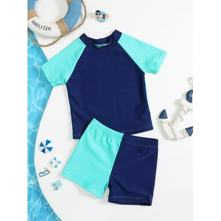 

Toddler Boys Color Block Swimsuit Swimwear S221904X Blue 110(4-5Y)