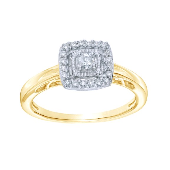 AFFY White Natural Diamond Square Frame Ring in 10k Yellow Gold