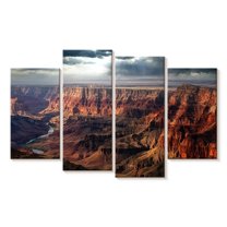 Elephant Stock Cloudy Grand Canyon Wall Art - Horizontal Multi Panel Canvas - Living Room Wall Decor - Nature Multi Panel - Brown And Blue Decor - 68" x 42"