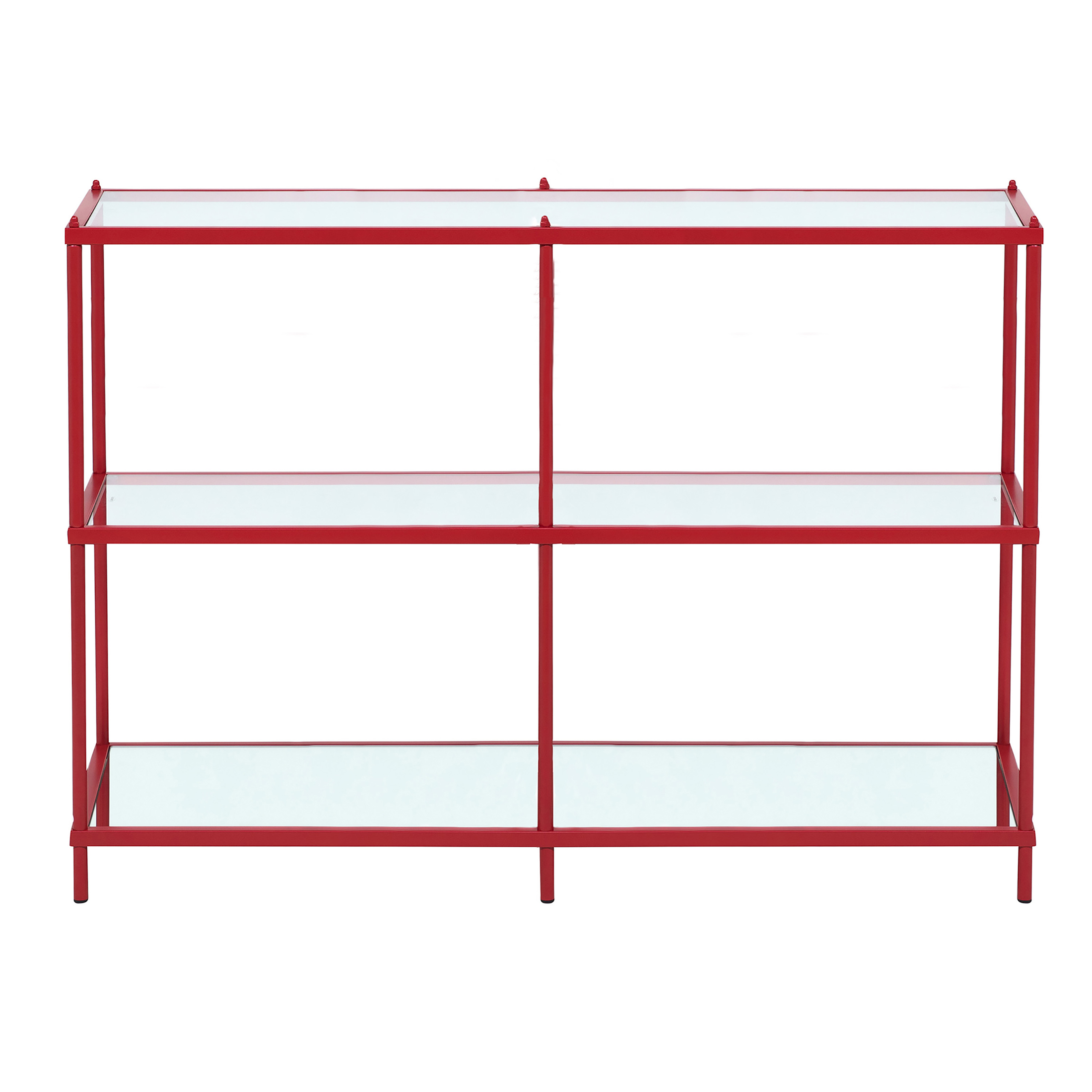 Furniture of America Tenne Glass Top Console Table, Red