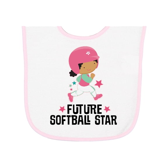 Inktastic Future Softball Star Cute Girls Baby Terry Cloth Bib