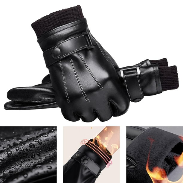 Guantes de invierno Macarena PU Cuero Pantalla táctil Térmico Forrado Suave