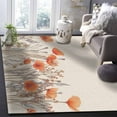 thumbnail image 4 of Area Rugs Indoor Non-Slip Rectangle Rug 2.7x5 Ft Orange Poppy Flowers Watercolor Floral Plants Retro Linen Rug Rubber Backing Floor Mats Non Shedding Home Decor Carpet for Entryway Living Room, 4 of 8